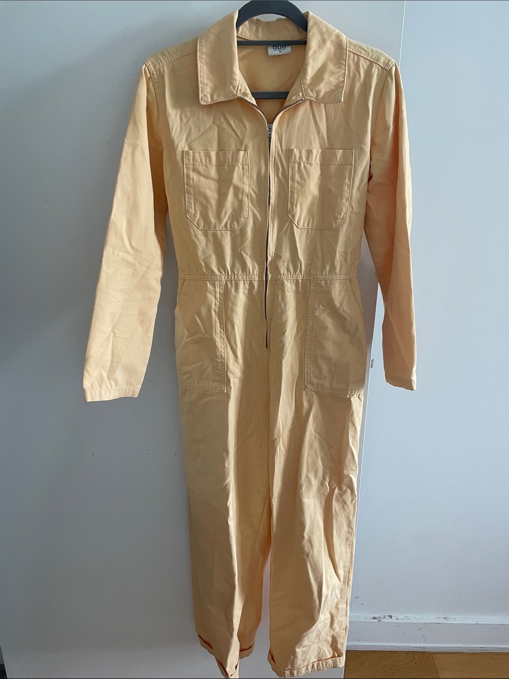 BDG Butter Yellow Zip-Front Utility Jumpsuit